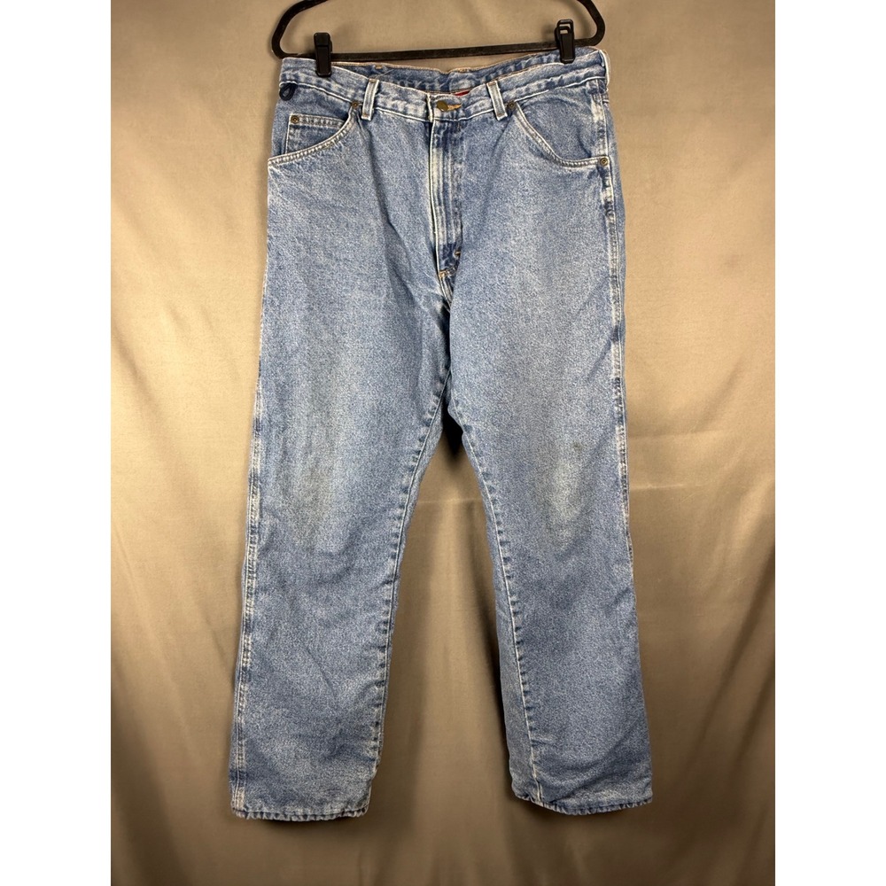 Wrangler Rugged Wear Jeans Mens 36x30 Blue Fleece Lined Insulated Denim - Picture 1 of 10